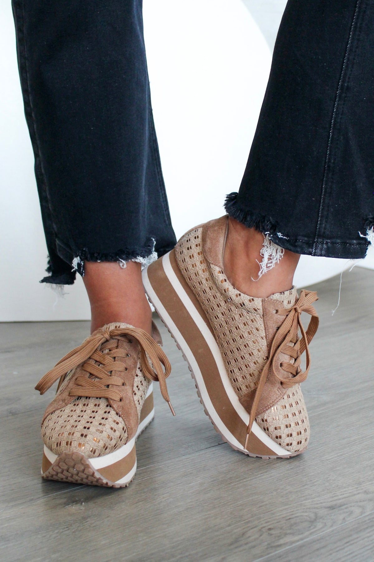 Lace It Up Platform Sneaker • Taupe Combo