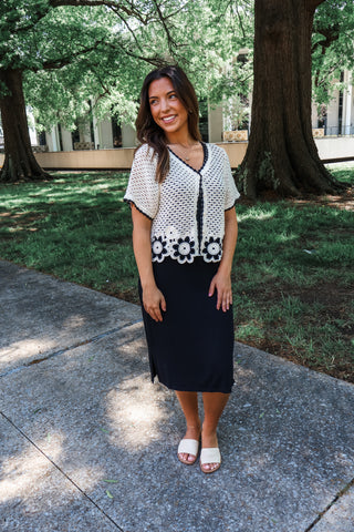 Pretty Impressive • cream black crochet cardigan