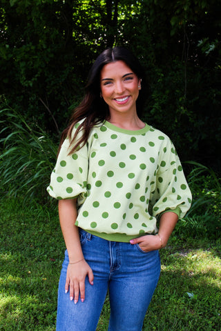 Poppy Polka Dot Pullover • Green