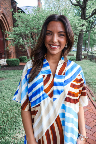 Swirling Tides Striped Midi • Blue Multi