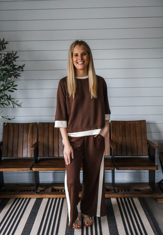 Leisure Lineup Pant Set • Chocolate