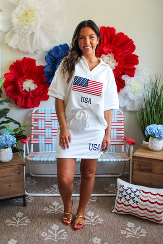 Born In The USA Skirt Set • White