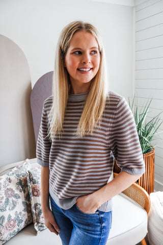 Cedar Lane Stripes • Mocha/Grey