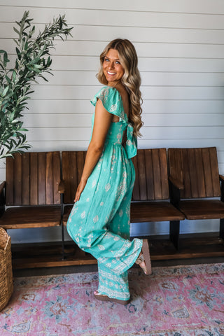 Garden Guest Jumpsuit • Green Floral