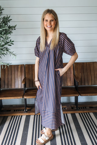 Striped By Design • Brown/Navy