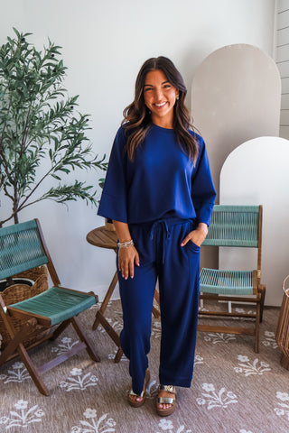 Jet Setter Scuba Pant Set • Navy