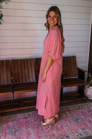 Gingham & Grace Maxi • Tomato