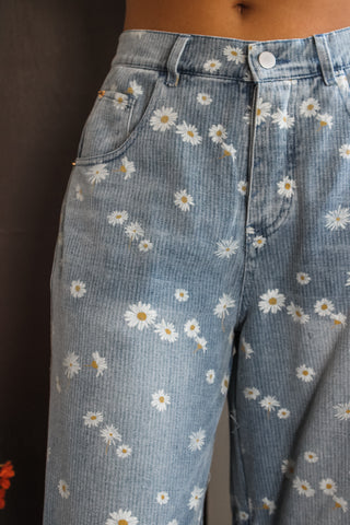 Daisy Printed Barrel Leg Jean - FINAL SALE