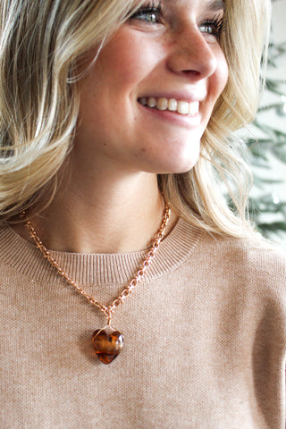 Heartfelt Holiday Wishes Necklace • Amber