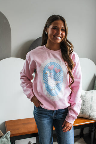 Love You Silly Goose Graphic Sweatshirt • Pink