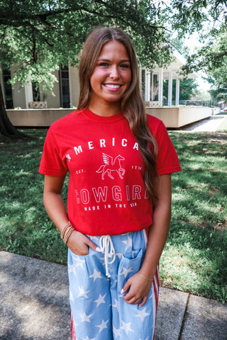 American Cowgirl Graphic Tee • Red