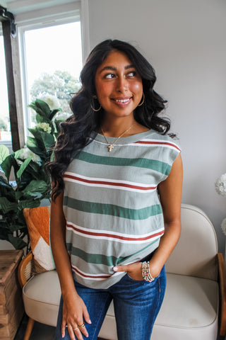 Down The Line • Sage Stripe - FINAL SALE