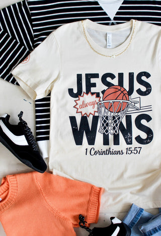 Jesus Always Wins Graphic Tee • Cream
