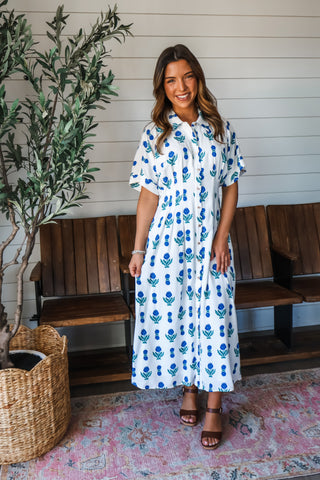 Flower Fields Shirtdress • White - FINAL SALE