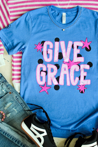 Give Grace Graphic Tee • Heather Blue