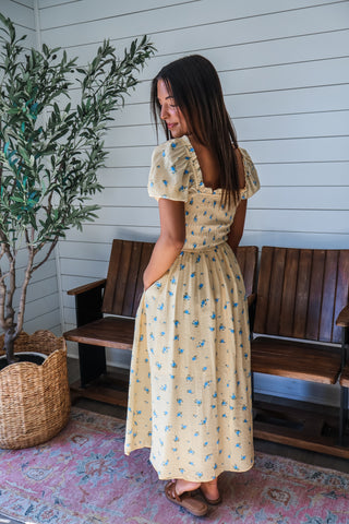 Rosy Radiance Maxi Dress • Butter Yellow - FINAL SALE