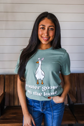 Easter Goose On The Loose Graphic Tee • Sage