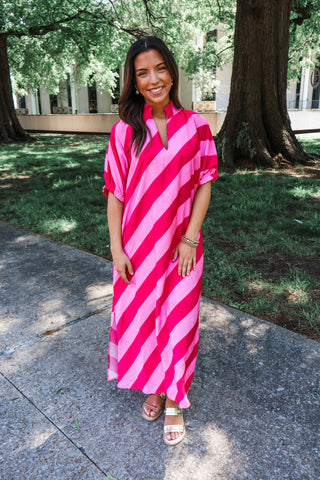 Nantucket Stripes Pocket Dress • Pink