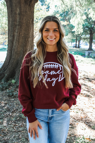 Gameday Ready Embroidered Pullover • Maroon
