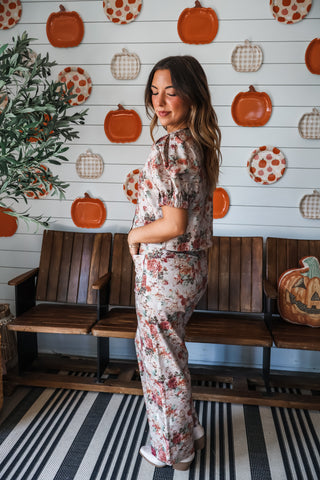Harvest Blooms Denim Pants • Mocha