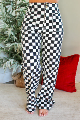 Kenzie Checkered Pants • Blue