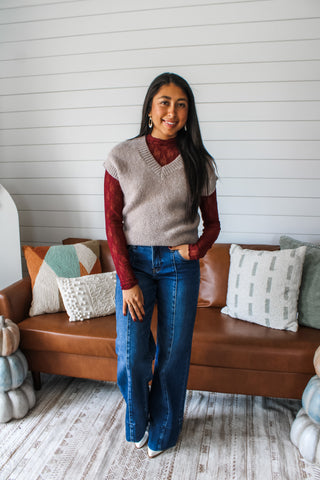 Neutral Feelings Sweater Vest • Heather Taupe