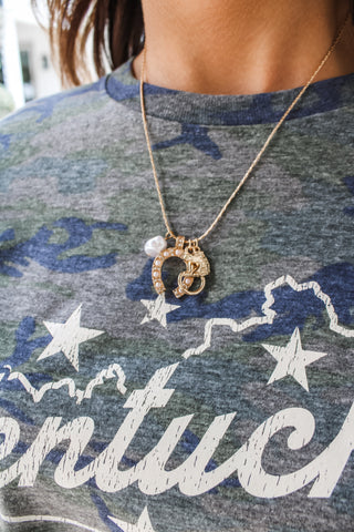 Hold Your Horses Charm Necklace • Gold