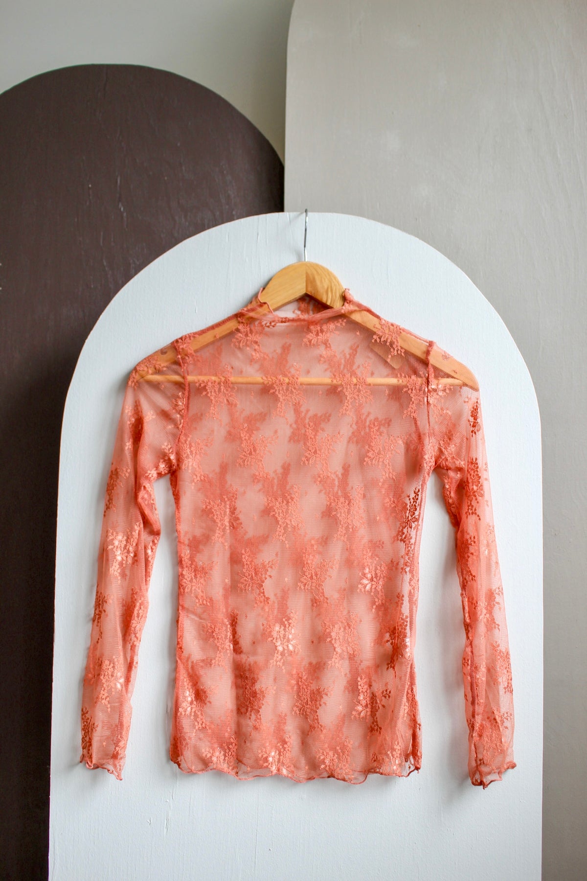 Layered In Lace Sheer Top • Peach