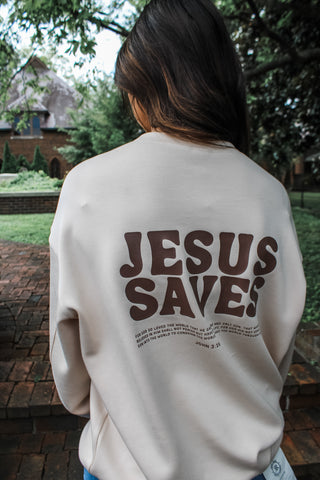 Good news pullover • Jesus saves • cream - FINAL SALE