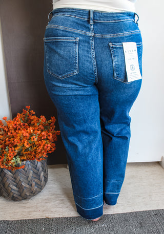 Lori Shadow Hem Wide Leg | Tummy Control • Dark Wash - PLUS - FINAL SALE