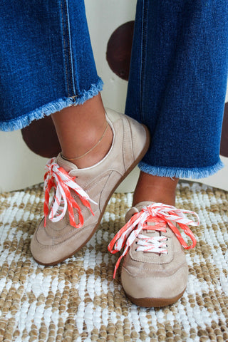Double Play Lace-Up Sneaker • Light Mocha