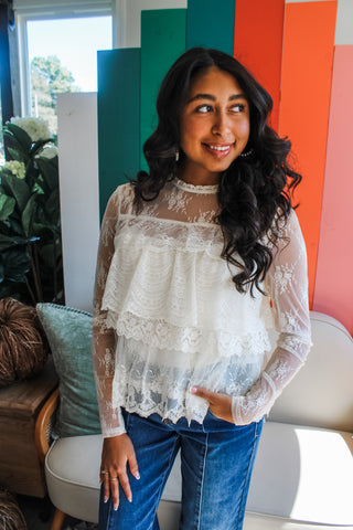 Refined Romance Lace Top • Cream - FINAL SALE