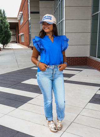 Halftime Hoorah Ruffle Top • Blue