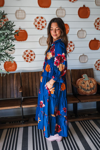 Fall Market Floral Midi • Blue