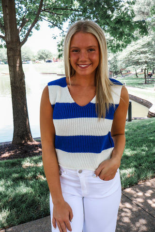 Summer Sale 24 • Blue Striped Knit Top - FINAL SALE