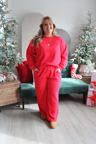 Home For The Holidays Pant Set • Red - PLUS