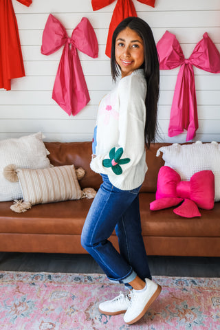 Best In Bloom Flower Sweater • Cream