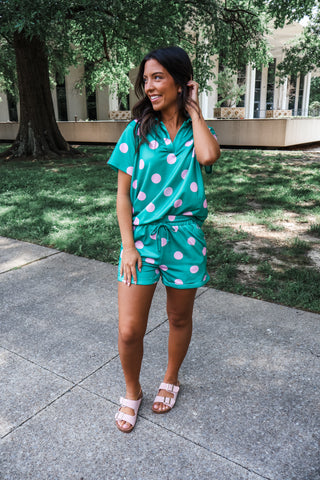 Playful Pop Short Set • Green/Pink