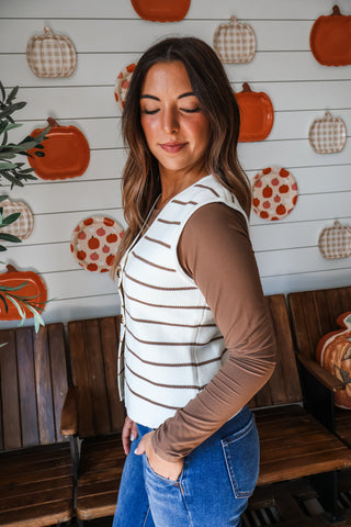 Chic Composure Striped Vest • Cream