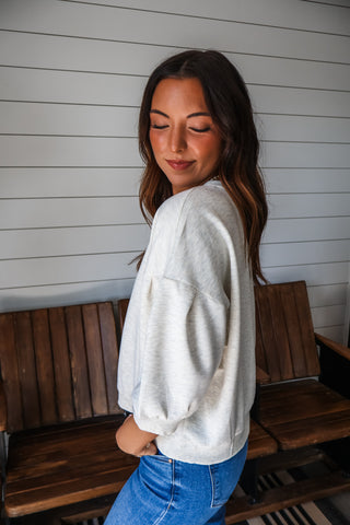 Harper Puff Sleeve Pullover • Heather Cream