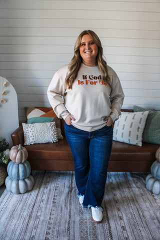 If God Is For Us Scuba Sweatshirt • Beige - PLUS