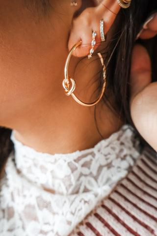 Tie The Knot Hoop Earrings • Gold***