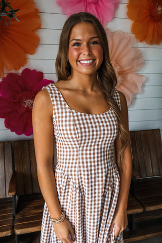 Picnic Pretty Gingham Midi • Tan