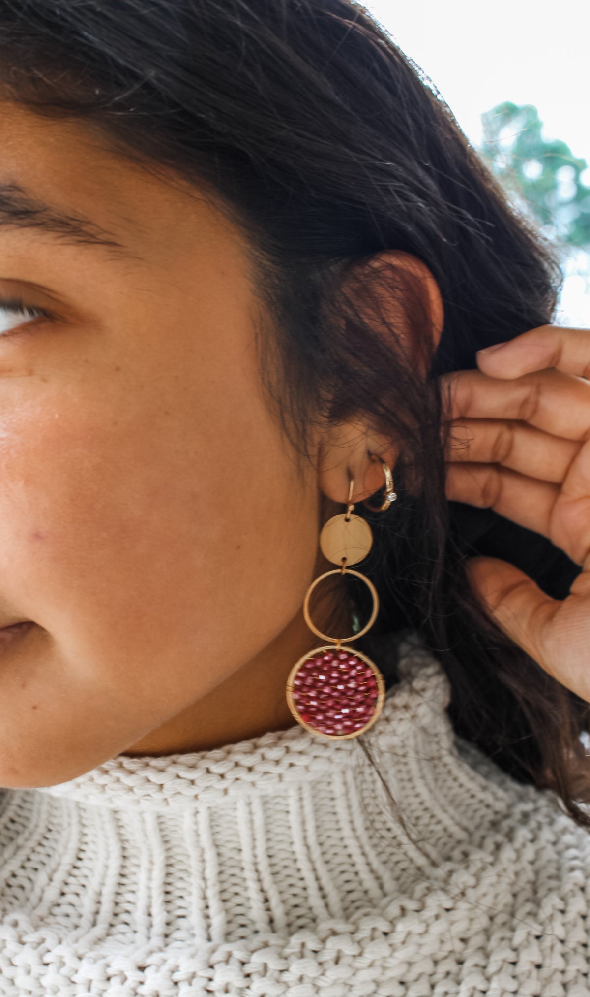 Polished Sparkle Earrings • Wine