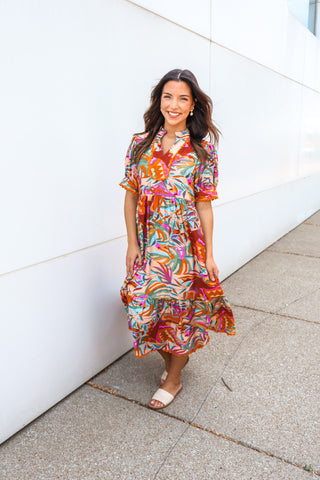 Island Vibes Printed Midi • Apricot