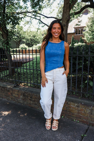 Deep Dive Asymmetrical Top • Medium Denim