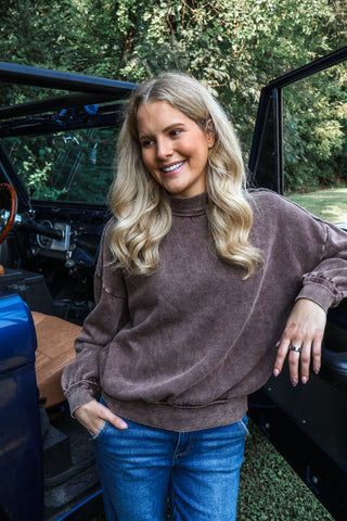 Ember Mock Neck Pullover • Cocoa