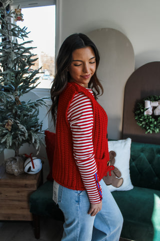 Warm Me Up Sweater Vest • Red