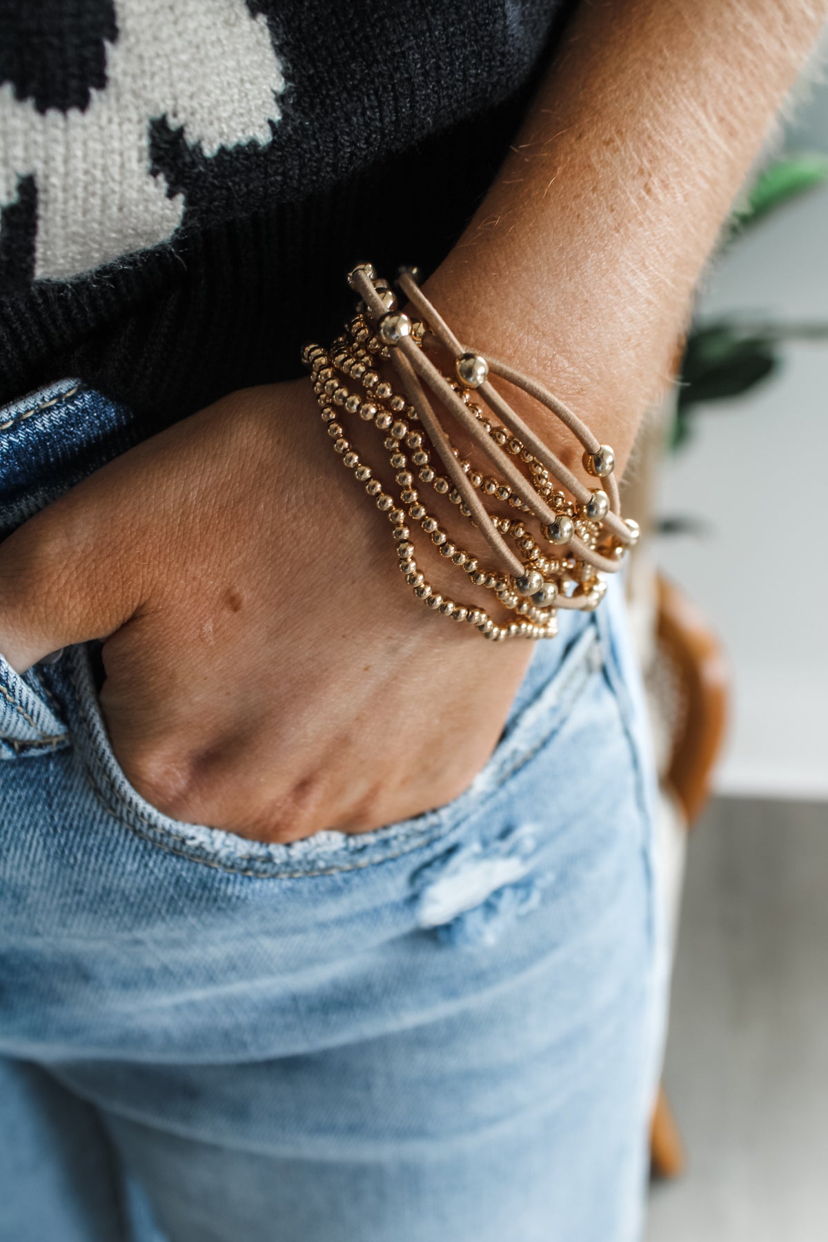 Double The Charm Bracelet • Taupe/Gold