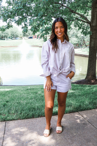 Summer Sale 44 • Tan Striped Short Set - FINAL SALE